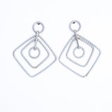 Square Dangle Earrings White Gold