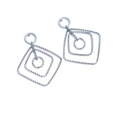 Square Dangle Earrings White Gold