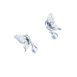 Flutter charm earrings : Half butterfly dangle delights - White Gold