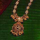 Peacock in Cz Studded With Green Kundan Short Necklace 18kt Gold Polish