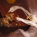 Deep Nakas Lord Garuda With Green Polkis Pendant  24kt Gold Polish