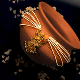 Deep Nakas Lord Garuda With Green Polkis Pendant  24kt Gold Polish