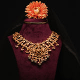Deep Nakas Ganesha in Cz Studded Short Necklace 24kt Gold Polish