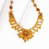 Deep Nakas Ganesha in Cz Studded Short Necklace 24kt Gold Polish