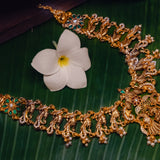 Deep Nakas Mahalakshmi  in Cz Studded With Green Kundan Short Necklace 24kt Gold Polish