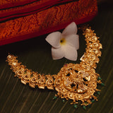 Deep Nakas Gandaberunda In CZ Studded Short Necklace 24kt Gold polish