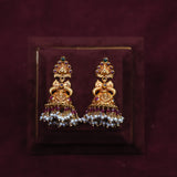 Deep Nakas Chandbali Jhumkas with White pearl 24kt Gold Polish