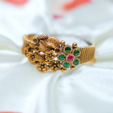Deep Nakas Rajwadi Style Kundan Bangle With Likely Green and Pink Ruby 24kt Gold polished
