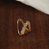 Diamonds V Shaped Cz Studed Vanki Ring 18kt Gold Polish