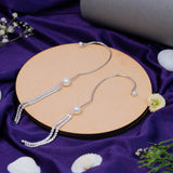 Pearl Ear cuff With 2Layer Dangling's In White Gold (5A)