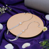 Pearl Ear cuff With 2Layer Dangling's In White Gold (5A)
