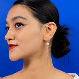 Pearl Ear cuff With 2Layer Dangling's In Rose Gold (5A)