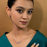 Multi Colour Stones With Droplets Chain In White Gold