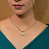 Pearl Flower Pendant Set In White Gold (10A)
