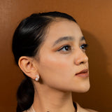 Pearl with leaf earrings Rose Gold