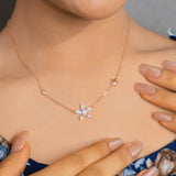 Sunflower rose gold pendant with chain