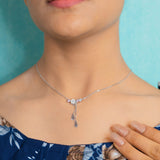 White Flower Necklace with pink stones