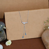 White Flower Necklace with pink stones