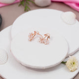 Garden Serenity : Mother Of Pearl Flower Droplet Earrings in Rose Gold