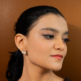 Garden Serenity : Mother Of Pearl Flower Droplet Earrings in Rose Gold