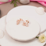 Garden Serenity : Mother Of Pearl Flower Droplet Earrings in Rose Gold
