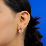 Garden Serenity : Mother Of Pearl Flower Droplet Earrings in Rose Gold