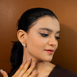 Garden Serenity : Mother Of Pearl Flower Droplet Earrings in Rose Gold