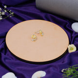 Elegant Rose Earring with CZ In Yellow Gold