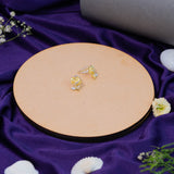 Elegant Rose Earring with CZ In Yellow Gold