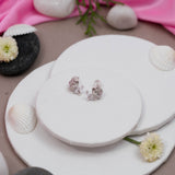 Elegant Rose Earring with CZ In White Gold