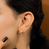 Elegant Rose Earring with CZ In Rose Gold