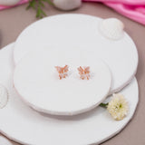 Dainty Butterfly Studs In Rose Gold