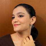 Square Dangle Earrings In White Gold