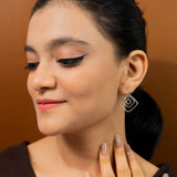 Square Dangle Earrings In White Gold
