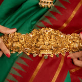 Deep Nakas Ganesha With Cz Waistbelt/Vaddanam in 24kt Gold Polish