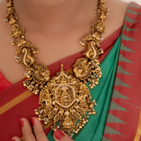 Deep Nakas Vijayalakshmi Long Necklace studded with CZ in 24kt Gold Polish