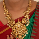 Deep Nakas Vijayalakshmi Long Necklace studded with CZ in 24kt Gold Polish