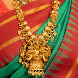 Deep Nakas Ganesha With Cz Studed Long Necklace in 24kt Gold Polish