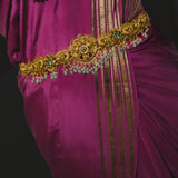 Deep Nakas Peacocks With Green Polkis Vaddanam 24kt Gold Polish