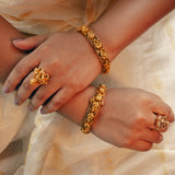 Deep Nakas with Green Kundan Peacock 24kt Gold Plated Bangles