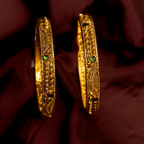 Deep Nakas With Green Leaf Kundan 24kt Gold Plated Bangales