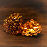 Deep Nakas Heart Shaped With Red Stone in 24kt Gold Plated Studs