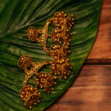 Deep Nakas 3 Layerd Droplets Flower 24kt Gold Polished Earrings