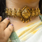 Deep Nakas With Red Kundan Choker 24kt Gold Polish