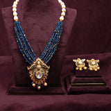 Blue Peacock Pendant With Earrings in Mossianite 18kt Gold Polish