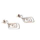 Square Dangle Earrings White Gold