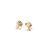 Elegant Rose Earring with Zircons - Gold
