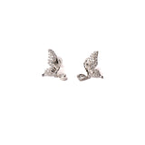 Flutter charm earrings : Half butterfly dangle delights - White Gold