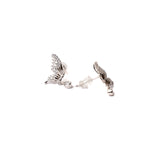 Flutter charm earrings : Half butterfly dangle delights - White Gold