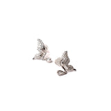 Flutter charm earrings : Half butterfly dangle delights - White Gold